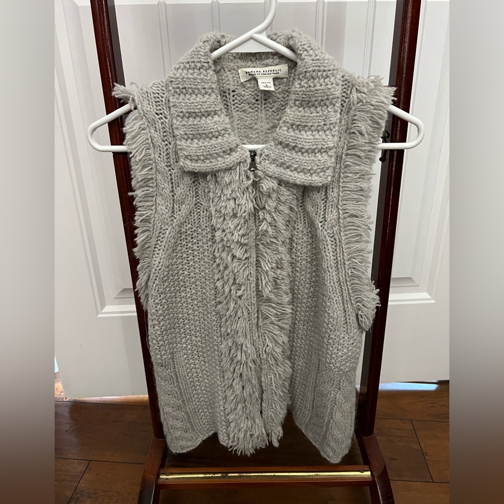 Unique alpaca wool zip up vest. Banana republic